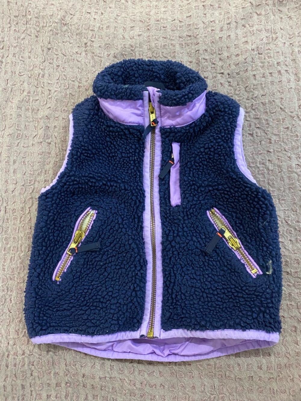 Crewcuts Navy Sherpa Vest with Lavender Lining